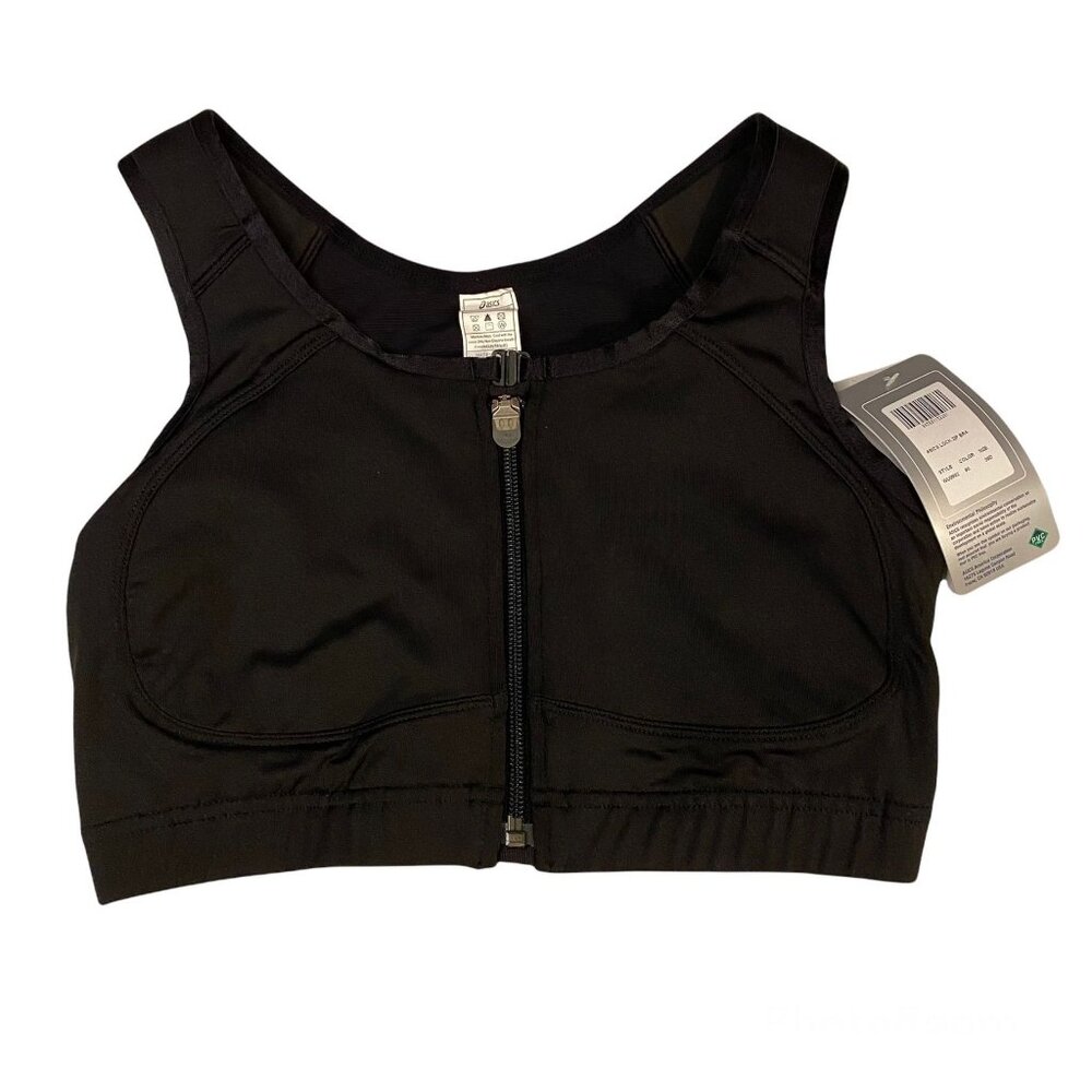 Asics Womens‎ Medium 36D Black Lock Front Zip Sports Bra NWT WU0902-90